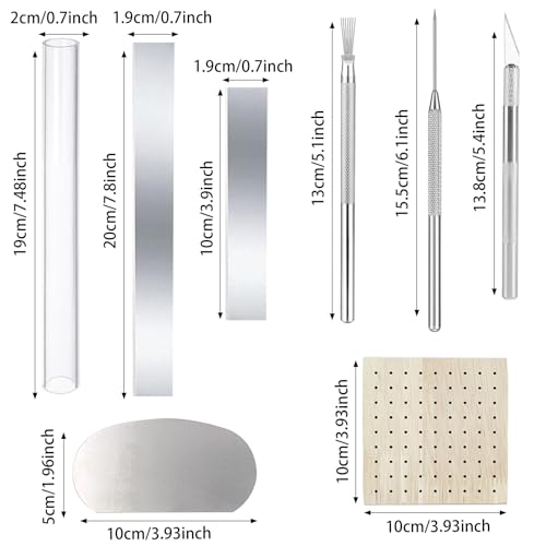 Yayatty Polymer Clay Tools, Acrylic Clay Roller, Acrylic Sheet, Rotary Cutting Mat, Round Polymer Clay Cutters with Clay Slicer Blade for Pottery and Sculpture, 42 PCS - color: 27 PCS