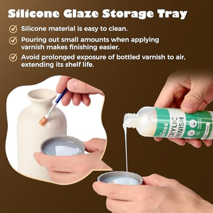 Sovol 480ml Air Dry Clay Glaze with Tools, Gloss & Matte Clay Varnish | Avoid Clay Wear, Cracking, Scratches for Air Dry Clay Polymer Clay Resin Crete Pottery Acrylic Paint