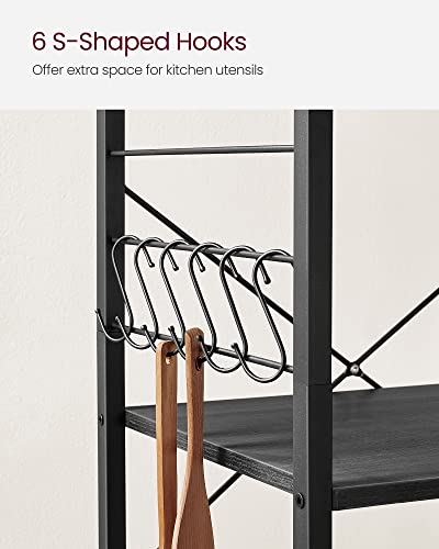 VASAGLE Kitchen Shelf on Wheels, 23.6 Inches Serving Cart with 3 Shelves - color: Ebony Black + Ink Black, size: 23.6"W x 35"H, style: Shelf