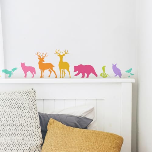 Wild Animals Wall Stencil Bear Owl Deer Fox Rabbit Eagle Snake Butterfly 11.8x11.8 Inch Reusable Stencil for Painting on Wood, Floor, Wall and Fabric, Animal Theme Template for DIY Craft Painting - style: Forest Animal B