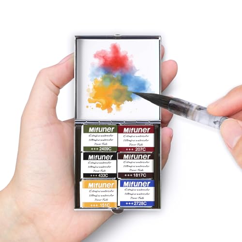 Mini Portable Handmade Artist Watercolor Paint,6 Colors Solid Watercolor - color: Solid Watercolor--mix Color 02