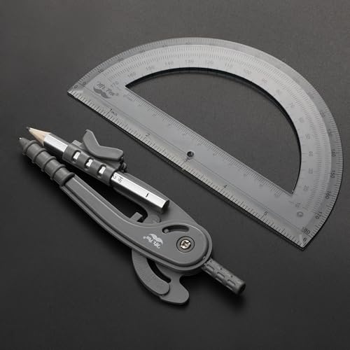 Mr. Pen- Geometry Compass and Protractor Set, 6 Inch Compass - color: Shuttle Grey, size: 1 Set