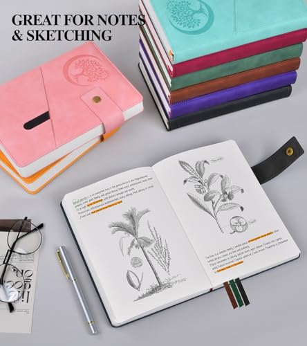 PAIBAS Blank Journal Notebook, A5 Hardcover Leather Sketchbook with 200 Pages Thick Blank Paper for Men Women, Unlined Drawing & Writing Journal, 5.9" x 8.4" Plain Notebook (black) - color: Black, size: Blank Page