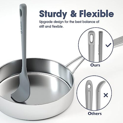 ChefAide 4 Pieces Silicone Spatula Set, Food Grade Rubber Spatula, Upgrade Strong Handle with Ergonomic Grip, Heat Resistant for Nonstick Cookware, Cooking - color: Gray, size: 4 pieces