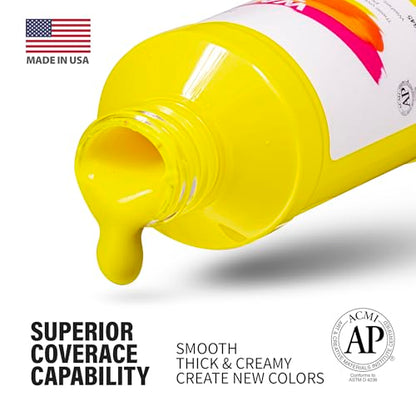 Neon Fluorescent Washable Tempera Paint – UV-Reactive Under Blacklight, 6 Bright Colors, 4 fl oz Bottles, Non-Toxic Kid-Safe Craft & Classroom Paint, Made in USA - color: Neon
