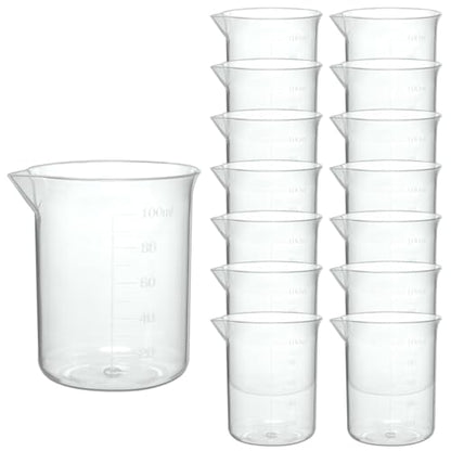 Plastic Measuring Cups, 100ml, Set of 15, for Liquid Measurement and Scientific Experiments - size: 100ML- 15pcs, style: 100ML
