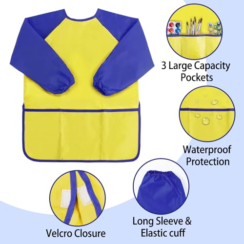 Kopokita Kids Art Smock, Toddlers Painting Apron Children Artist Smock - color: Yellow
