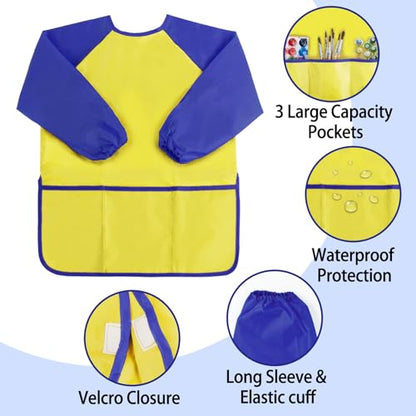 Kopokita Kids Art Smock, Toddlers Painting Apron Children Artist Smock - color: Yellow