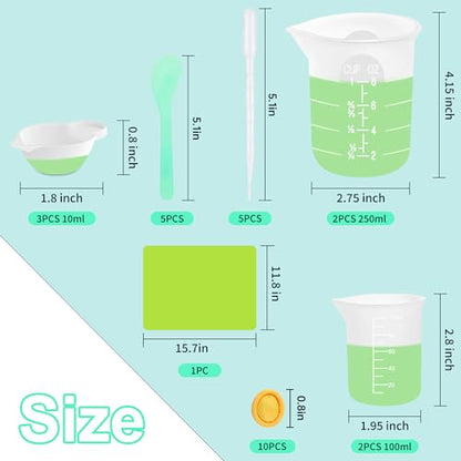 Silicone Measuring Cups for Resin Supplies,Resin Kit for 250ml &100ml Non-Stick Mixing Cups,Silicone Cups for Resin Molds,Epoxy Resin Cups,Cooking,Casting Molds,Jewelry Makin,DIY Crafts - size: 250ml - 10ml