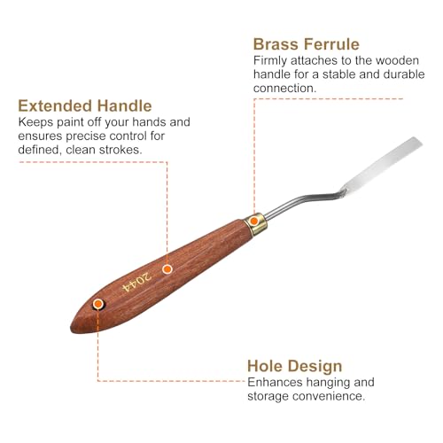 HARFINGTON 2pcs Palette Knife Painting Tool 1.97" x 0.31" Stainless Steel Teardrop Blade 8.27" Length Spatula Painting Pallet Knives with Hole Beech Wood Handle for Acrylic Canvas, Red/Silver - size: 8.27" x 0.31" x 1.97"