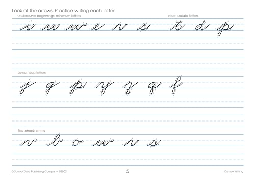 School Zone Cursive Writing Workbook: 32 Pages, 3rd Grade, 4th Grade, Practice Handwriting, Tracing, Letters, Ages 8 to 10 (I Know It! Book Series)