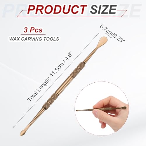 MECCANIXITY 3 Pcs Wax Carving Tools Stainless Steel 4.6 Inch Double-Headed Wax Carving Sculpting Tools for Modeling Sculpting Shaping, Rose Gold - color: Rose Gold