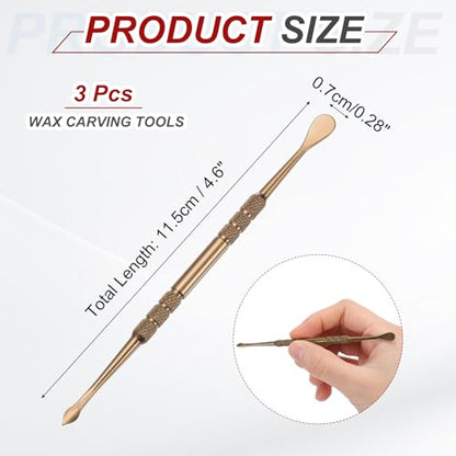 MECCANIXITY 3 Pcs Wax Carving Tools Stainless Steel 4.6 Inch Double-Headed Wax Carving Sculpting Tools for Modeling Sculpting Shaping, Rose Gold - color: Rose Gold