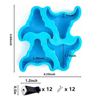 Silicone Bull Skull Molds - Car vent clips included, Oven safe, For resin soap or candle making - 12 pc kit - color: Bull Skull