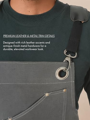 Professional Work Apron for Men & Women – 100% Cotton with waterproof Membrane, Cross Back Straps - color: Slate Grey