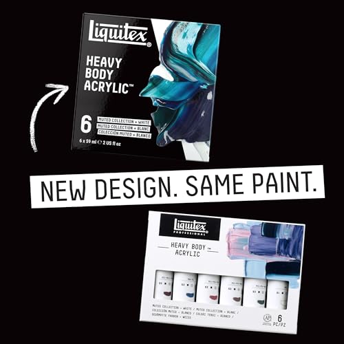 Liquitex Professional Heavy Body Acrylic Paint, 6 x 59ml (2-oz), Muted Collection + White - size: 12 Fl Oz (Pack of 1), style: Muted Set 6 x 59ml (2-oz)