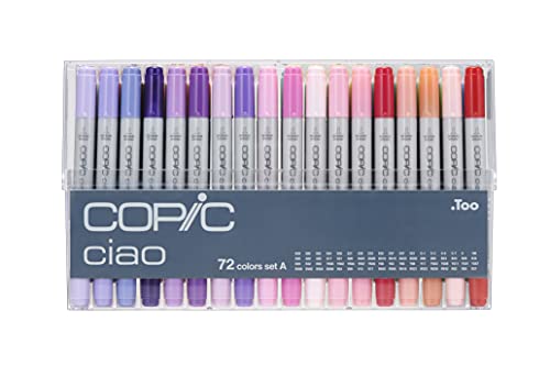 Copic Ciao, Alcohol Markers, 72 Colors, Dual Brush Tip Art Markers for Artists & Creators, Blendable Markers for Coloring Drawing & Illustration Art - Set A - color: Set a