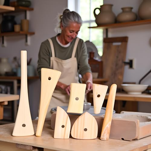 5 Pcs Wooden Pottery Clay Ribs Ceramic Potter Rib Ceramic Clay Sculpting Scrapers Tools Pottery Shaping Trimming Tools Ceramic Pottery Tools