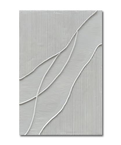 NANKAI Art Hand-Painted Thick Texture White Minimalist Oil Painting 45x30 inch Large Home Wall Decorative Art Oil Painting - color: Nkhb170