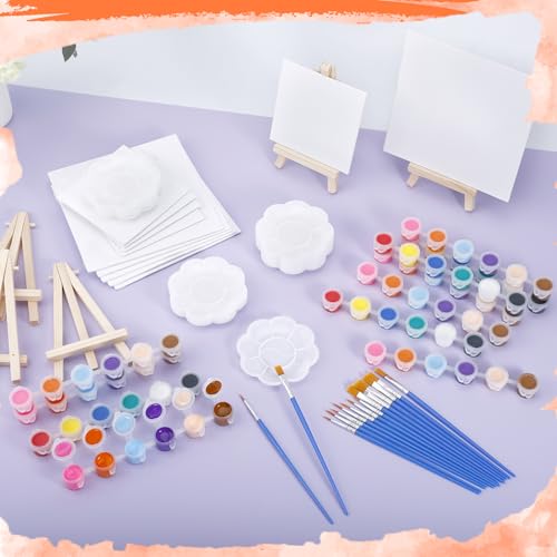 24Set Canvas and Easel for Painting, Washable Acrylic Set, 12 Color