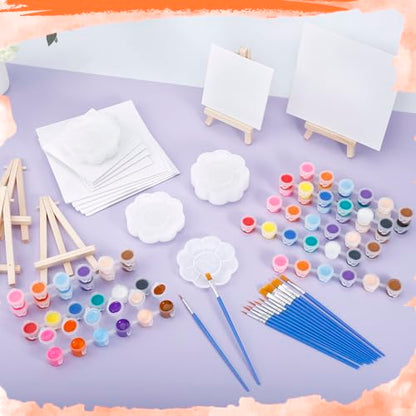 24Set Canvas and Easel for Painting, Washable Acrylic Set, 12 Color