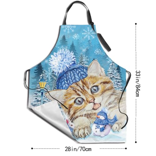 Imiss Waterproof Stain-Resistant Cooking Chef Aprons for Grill BBQ Baking 27 X 31 Inch - color: Cat
