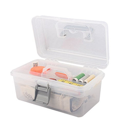 Multipurpose Plastic Storage Container Box with Handle and Latch Lock, Clear Gray - color: clear/gray