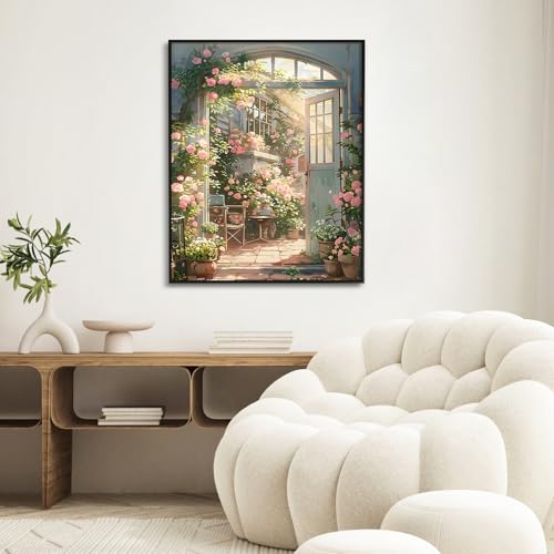 Paint by Numbers Kit for Adults, Rose Garden DIY Painting Kit, 16x20 Inch - color: CYOP1P11