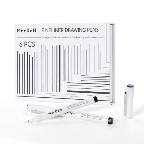 MEEDEN Micro Fineliner Drawing Pens: Fine Liner Pen 6 Pack, 0.03mm Black Waterproof Archival Ink for Technical Drawing, Sketching, Outlining, Illustration, Manga and Journaling - Needle Nip - style: 0.03mm Needle Nib