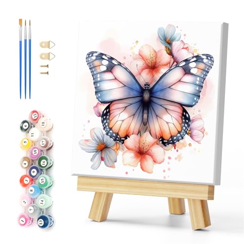 Natuyalo Framed Paint by Numbers Kit for Adults - Colorful Butterfly DIY Adult Paint by Number Kits Animal Acrylic Canvas Painting for Adults Beginners Art Crafts with Frame, 12x12 Inch - color: Color-06