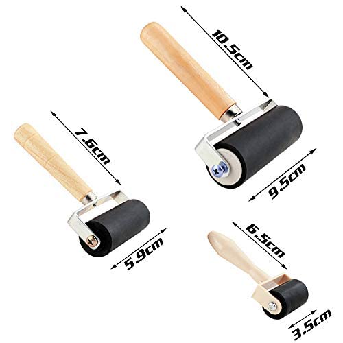 3 Pack Rubber Roller - Brayer Rollers with 3 Size for Crafting Brayer Rollers for Printmaking Brayer Tool Paint Brush Ink Applicator Art Craft Oil Painting Tool (2.4 inch,4 inch,5.9 inch)