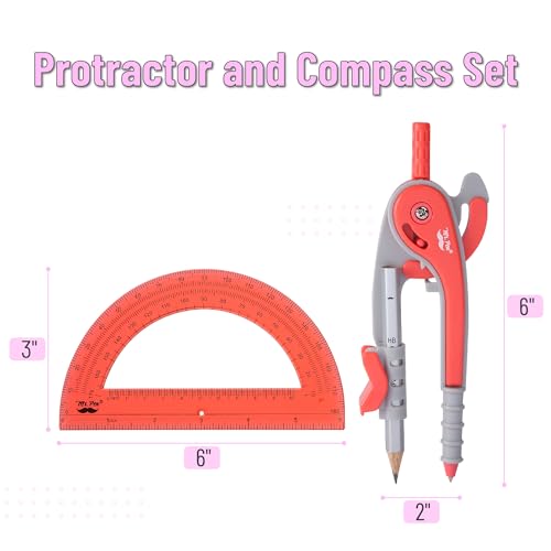 Mr. Pen- Geometry Compass and Protractor Set, 6 Inch Compass - color: Red, size: 1 Set
