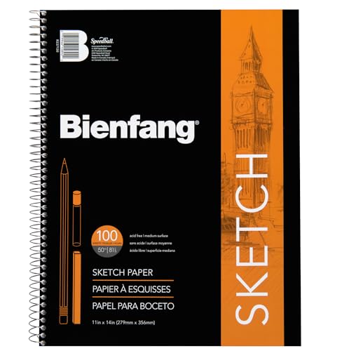 Bienfang Sketch Pad 11x14 Inch, 100 Sheets of 60lb 90gsm Art Paper, Spiral Bound Sketch Book Drawing Notebook - size: 11 by 14-Inch