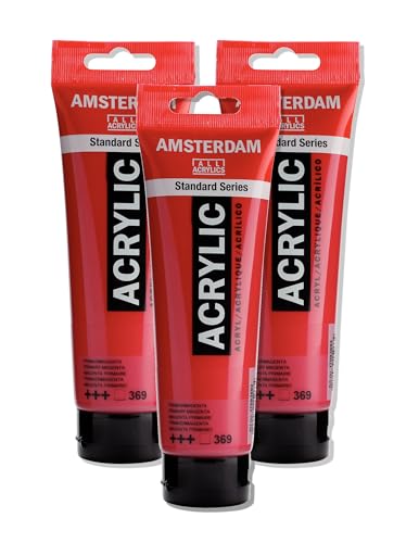 Amsterdam Standard Series Acrylic Paint Tube, Primary Magenta 369, 4 fl oz | Vibrant Color with Acrylic Resin Binder, High Lightfastness, Water-Based, Strong Coverage, Visible Brush Strokes - color: Primary Magenta, size: 4.06 Fl Oz (Pack of 1)