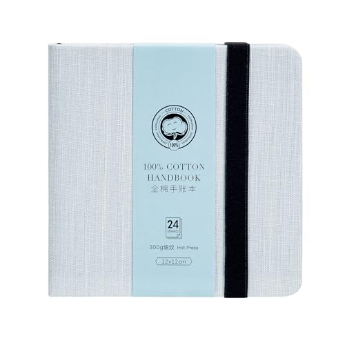 Lightwish Square Watercolor Journal,100% Cotton,300gsm/140lb,Acid-Free,24 Sheets Hot Press Watecolor Paper Sketchbook for Artists Adults Students,4.7 * 4.7 Inches - color: Grey