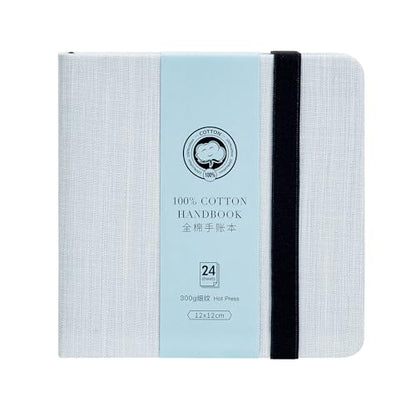 Lightwish Square Watercolor Journal,100% Cotton,300gsm/140lb,Acid-Free,24 Sheets Hot Press Watecolor Paper Sketchbook for Artists Adults Students,4.7 * 4.7 Inches - color: Grey