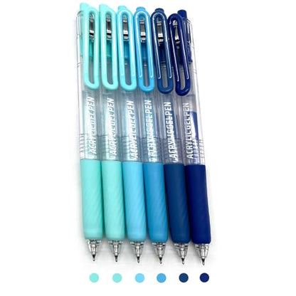 6 Colors 0.7mm Fine Pointed Acrylic Gel Pen Set,Sea Salt Blue | Fit for Drawing Creation, Daily Painting, Coloring, Card Making, Journaling - color: Clear