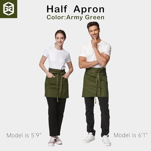 Waist Apron for Men Server Bistro Half 4251BY - color: Army Green, size: 1 Pack