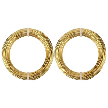 2 Rolls Aluminum Craft Wire, 9 Gauge (3mm) Flexible Metal Wire for Jewelry Making, 65.6 Ft (32.8 Ft/Roll) Bendable Armature Wire for Bonsai, Sculpting and DIY Crafts [Gold] - size: 9Gauge 32.8Ft Each, style: Gold