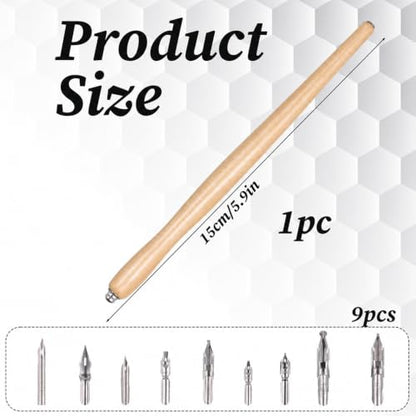 Styquenzer Dip Pen Nibs with Wooden Drawing Pens Holder 10 Pcs | Calligraphy Dip Pen Nibs Holders with Stainless Steel Nib Dip-Pens for Writing, Painting, Signing