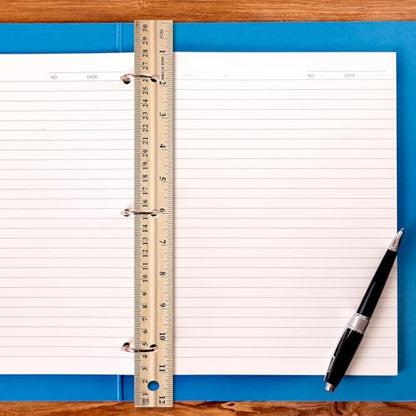 12 Pack Wood Rulers Dual Scale Student Ruler 12 Inch/30 cm | Wooden Measuring Ruler 4 Hole, 12 Inch Ruler Bulk for School Office, Classroom Drafting Supplies, 2 Scale Straight Metal Edge