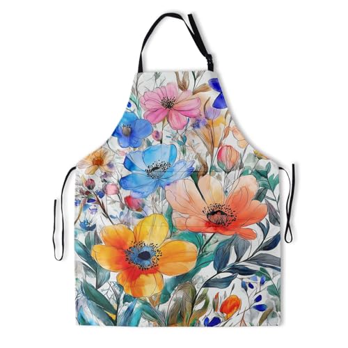 Imiss Waterproof Stain-Resistant Cooking Chef Aprons for Grill BBQ Baking 27 X 31 Inch - color: Colorful Floral
