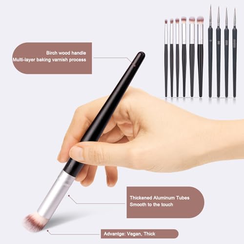 Yoseng Drybrush Set with Miniature Paint Brushes-10 Pc Premium Art Paintbrush Set for Tabletop & Wargames Miniatures,Citadel,Figurine, 40k,Ideal for Detailing - 10 Different Size - style: 10P Black