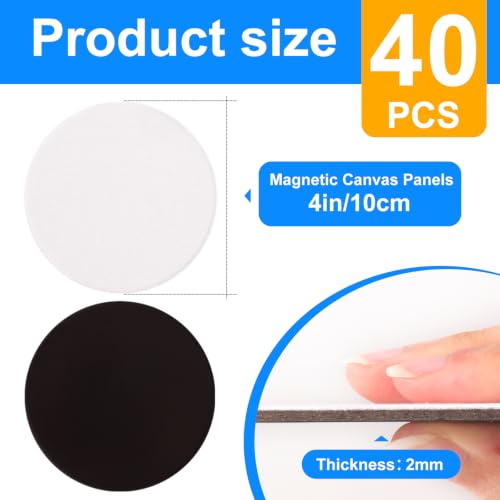 ESRICH 40Pack 4x4IN Round Mini Canvas Magnets, Small Magnetic Paint Canvas | Non-toxic, Ideal for Acrylic, Watercolor, Oil Painting, DIY Magnet Kit, Refrigerator Decor - size: 4 x 4 in (40 Pack)