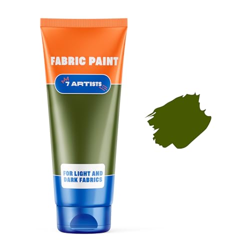 Olive Green Fabric Paint 2 fl. oz – Permanent Fabric Paint Green Dark for Clothes | Textile Clothing Paints for Cotton and Synthethic, Furniture Upholstery, Shoes, Sneakers, T-Shirt, Tote Bags - color: Olive Green 2 fl. oz