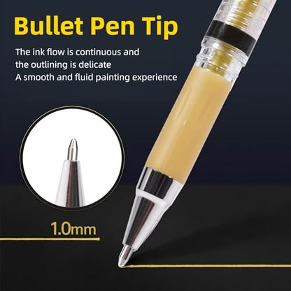 Gold Gel Pens, 1.0mm Gold Gel Ink Pen Set | Opaque Ink, for Writing, Black Paper Drawing, Sketching, Card Making, Art Highlight & Artists Drawing, 3 Pack - color: Gold