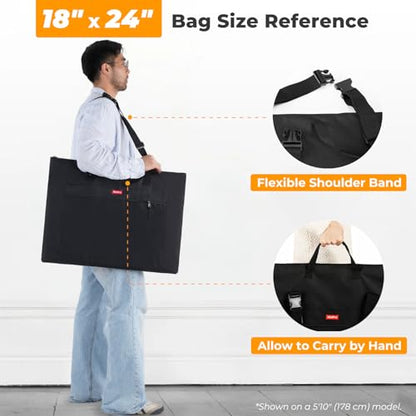 Nicpro Light Weight Art Portfolio Bag, 18x24” Waterproof Art Portfolio Case | with Shoulder & Handle Carry, for Artwork, Poster, Sketch Drawing, Canvas, Photography, Solar Panel Storage - size: 18 x 24 inches