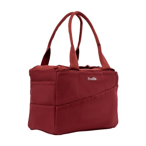 Soolla Studio Bag: Art Supply Storage Organizer & Pottery Tool Bag, Washable Tote, Yarn Bag, Crochet, 30 Pockets, 15+ Colors - color: Sangria Red