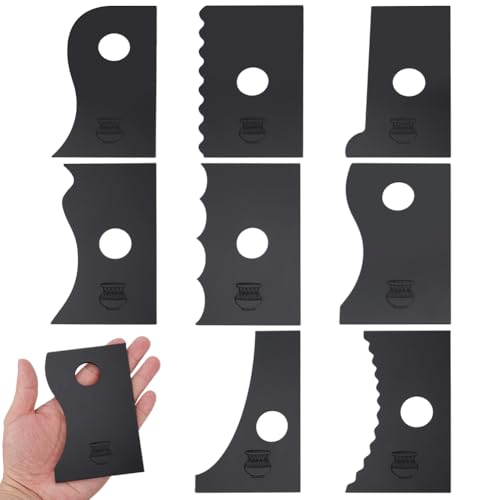 INFUNLY 8Pcs Pottery Wheel Rib Tool 8 Sizes Acrylic Irregular Pottery Foot Shaper Trimming Tools Wave Curved Shaping Tool for Carving Molding Clay for DIY Ceramics Supplies - style: 8pcs Irregular