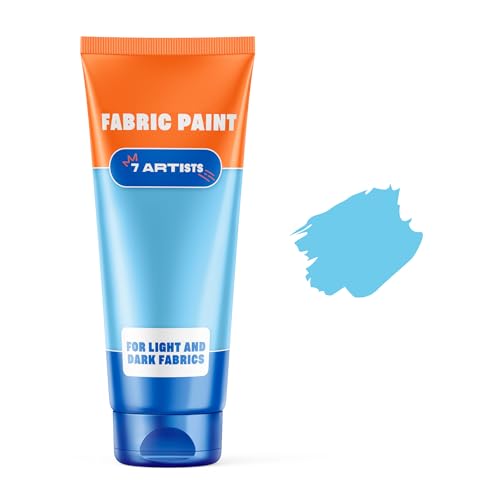 Sky Blue Fabric Paint 2 fl. oz Tube – Permanent Fabric Paint Blue for Clothes | Textile Clothing Paints for Cotton and Synthethic Fabrics, Furniture Upholstery, Shoes, Sneakers, T-Shirt, Tote Bags - color: Sky Blue 2 fl. oz